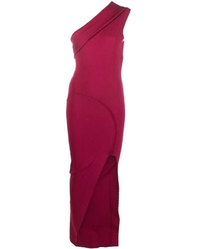 Rick Owens Robe en maille à design asymétrique à une épaule - Rouge