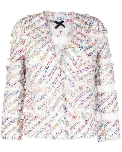 Edward Achour Paris longline fringed tweed gilet - Multicolour