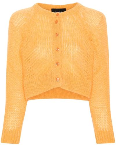 Simone Rocha Brushed Purl-knit Cardigan - Yellow