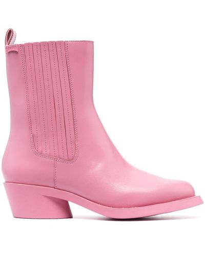 Camper Bonnie 60mm Leather Boots - Pink