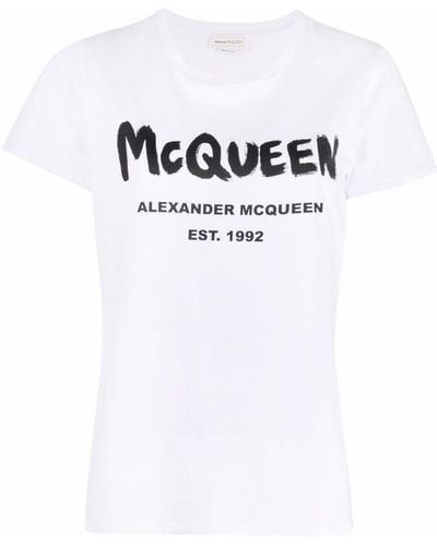 Alexander McQueen Maglietta graffiti Mcqueen - Bianco