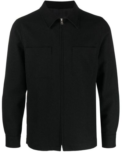 Sandro Felted Zip-up Shirt Jacket - Black