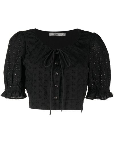 B+ AB Broderie-anglaise Cotton Top - Black