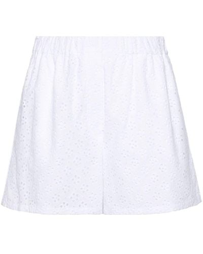 KENZO Kurze High-Rise-Shorts mit Lochstickerei - Weiß