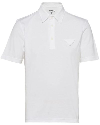 Prada Logo-patch Cotton Polo Shirt - White