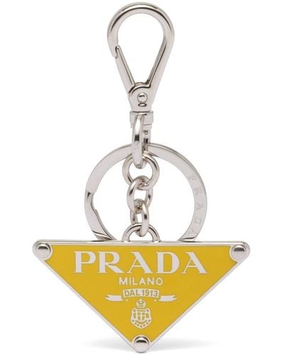 Prada Logo-pendant Keyring - Metallic