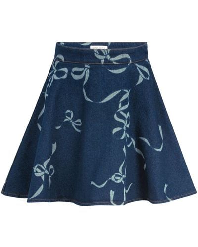 Nina Ricci Bow-print Cotton Skirt - Blue