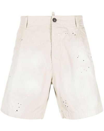 DSquared² Pantalones cortos con motivo de salpicadura de pintura - Blanco