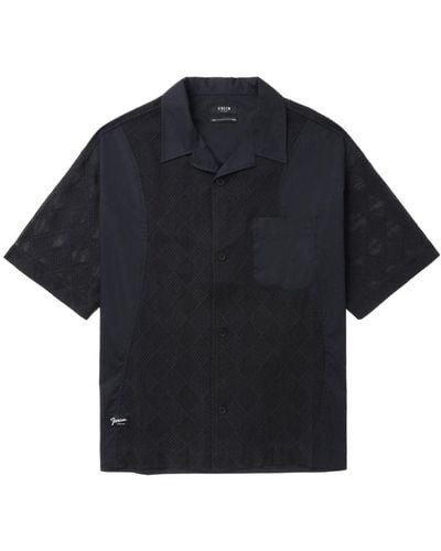FIVE CM Geometric-pattern Cotton Shirt - Blue