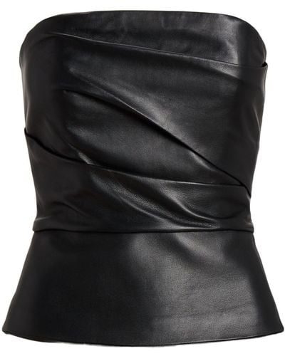 Ralph Lauren Collection Strapless-design Leather Top - Black
