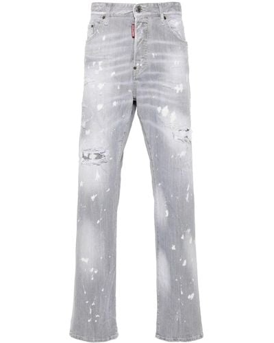 DSquared² Distressed Straight-leg Jeans - Grey