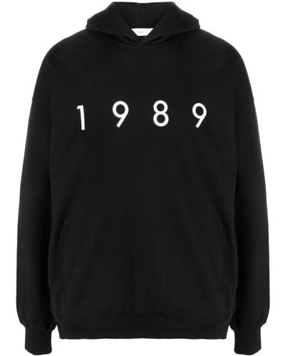 1989 STUDIO Hoodie en coton à logo imprimé - Noir