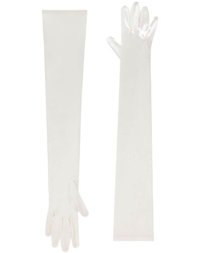 Dolce & Gabbana Kim Long Satin Gloves - White
