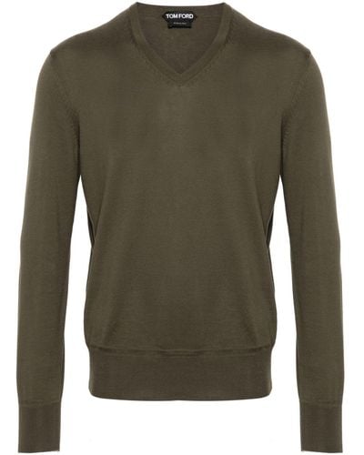Tom Ford V-neck Cotton Sweater - Green