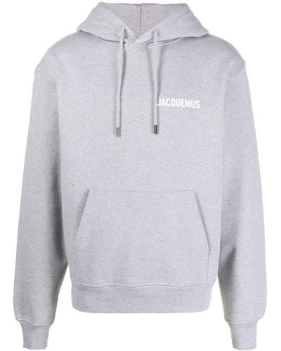 Jacquemus Organic Logo-print Cotton Hoodie - Grey
