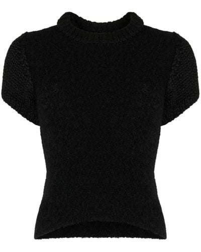 Low Classic Short-sleeve Bouclé Sweater - Black