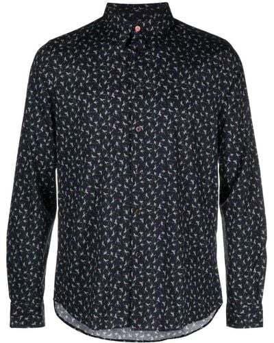 PS by Paul Smith Abstract-print Long-sleeve Shirt - Blue