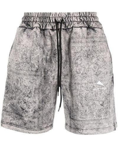 Mauna Kea Bandana-print Cotton Shorts - Grey