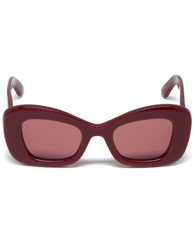 Alexander McQueen Logo-lettering Butterfly-frame Sunglasses - Red