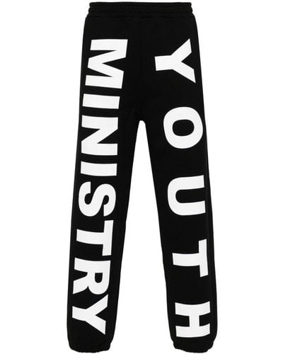 Liberal Youth Ministry Logo-print Cotton Track Pants - Black