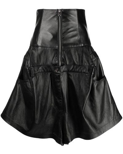 Natasha Zinko Leather Corset Box Shorts - Black