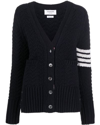Thom Browne Chunky-knit V-neck Cardigan - Black