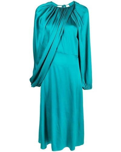 Colville Draped-detail Silk Dress - Blue