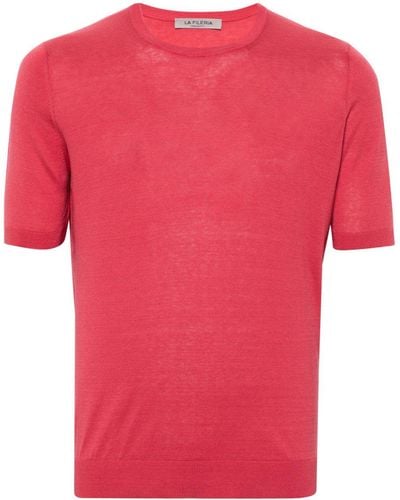 Fileria Short-sleeve Silk Sweater - Pink