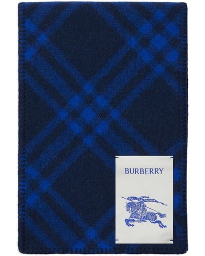Burberry Sjaal Met Logopatch - Blauw