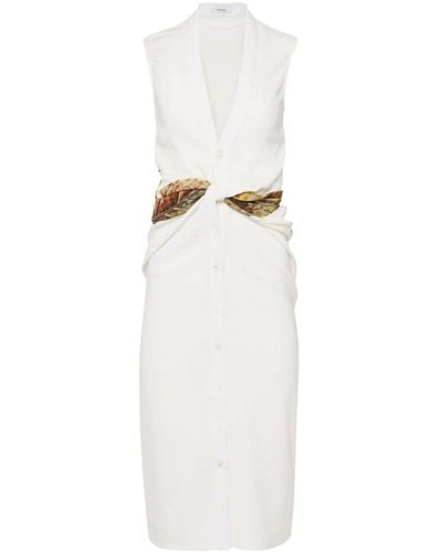 Ferragamo Twisted-belt Midi Dress - White