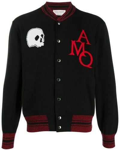 Alexander McQueen Skull Amq Varsity Jacket - Black