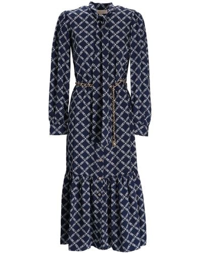 MICHAEL Michael Kors Midi-jurk Met Ruches - Blauw