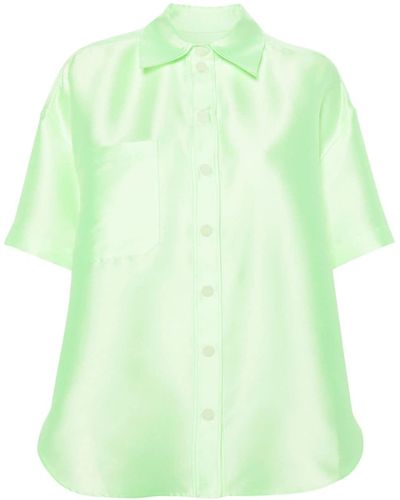 Sandro Short-sleeve Satin Shirt - Green