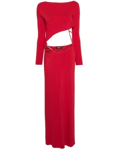 Gcds Asymmetric Ribbed Maxi Dress - Red
