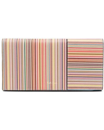 Paul Smith Stripe-print Leather Wallet - Pink