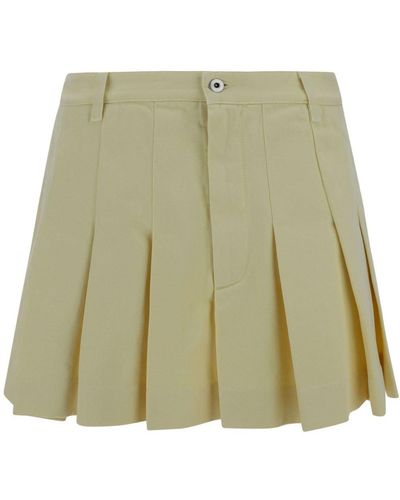 Bottega Veneta Pleated Cotton Miniskirt - Green