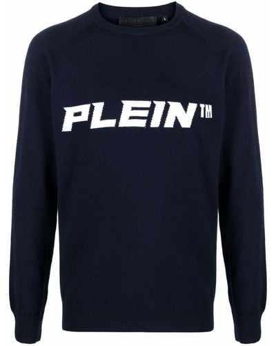 Philipp Plein Jersey con logo estampado - Azul
