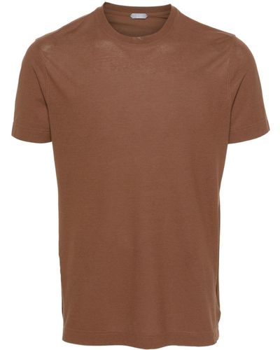 Zanone Katoenen T-shirt - Bruin