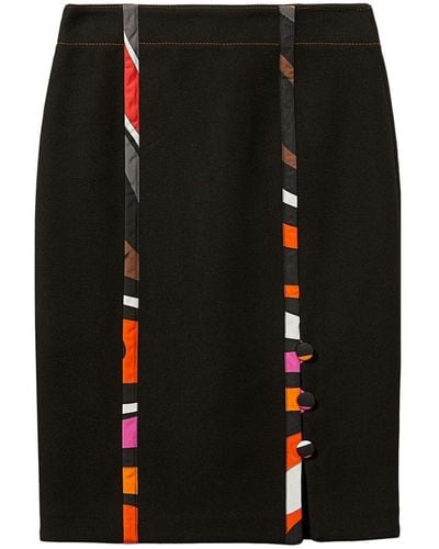 Emilio Pucci High-waisted Front-slit Cotton Skirt - Black