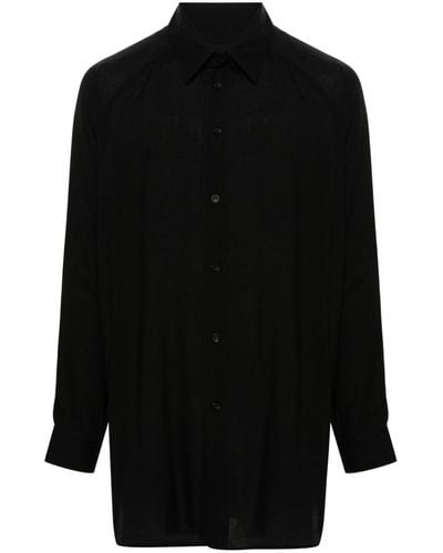 Yohji Yamamoto Camisa larga con botones - Negro