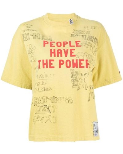 Maison Mihara Yasuhiro T-Shirt mit Slogan-Print - Gelb