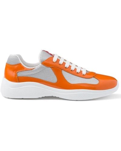 Prada America's Cup Leren Sneakers - Oranje