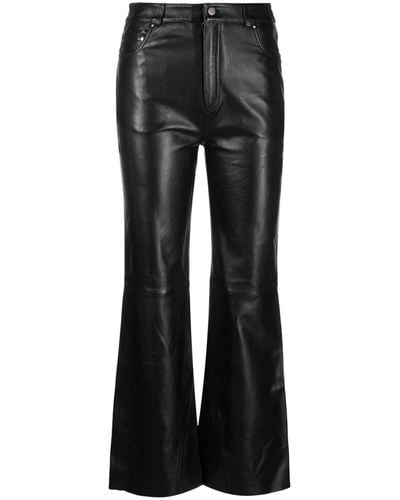 Maje Mid-rise Leather Flared Pants - Black