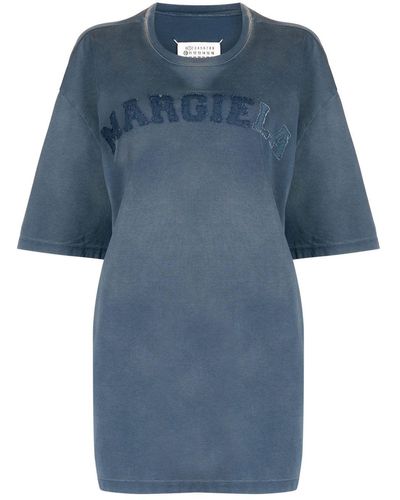 Maison Margiela Camiseta con logo estampado - Azul