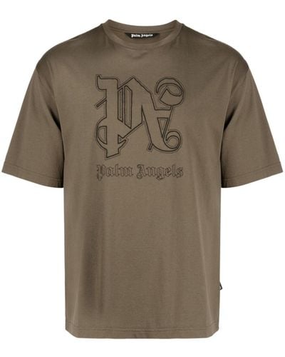 Palm Angels T-shirt Met Logoprint - Bruin