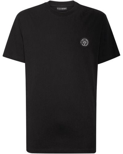 Philipp Plein T-Shirt mit Logo-Patch - Schwarz