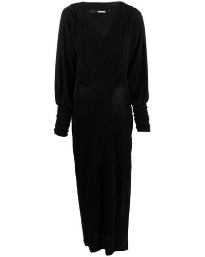 ROTATE BIRGER CHRISTENSEN V-neck Long-sleeve Dress - Black