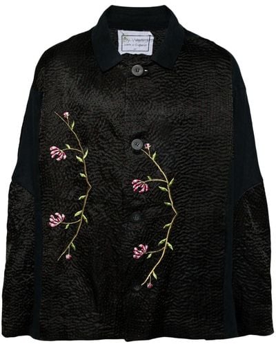 By Walid Embroidered Single-breasted Coat - Black