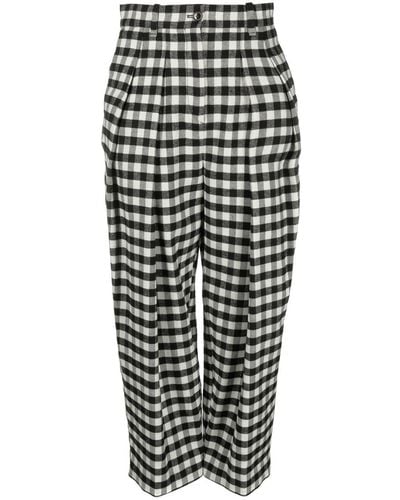 KENZO Checkerboard-print Culotte-length Trousers - Black