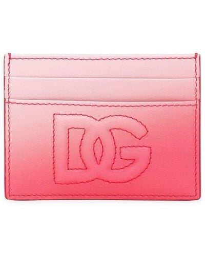Dolce & Gabbana Logo-embroidered Ombré-effect Cardholder - Pink